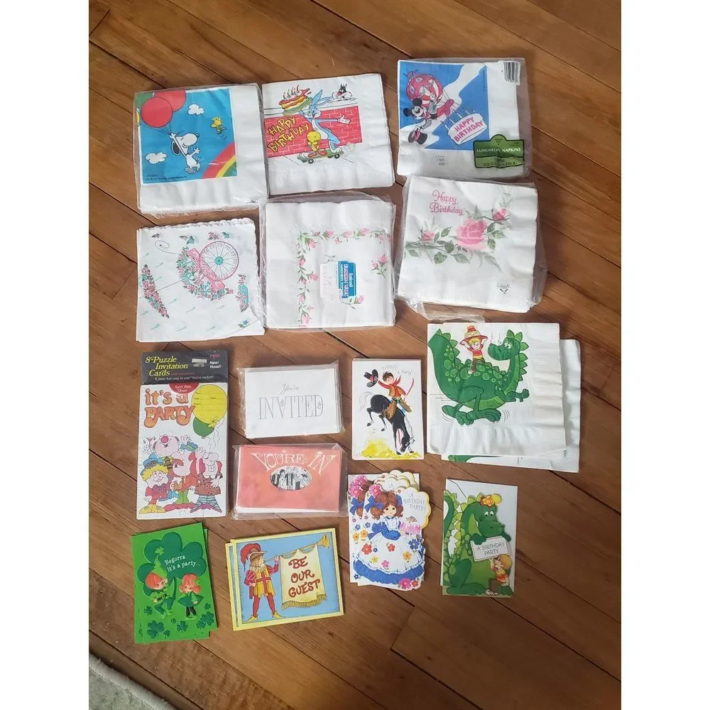 60s, 70s, and 80s Party Invitations and Napkins